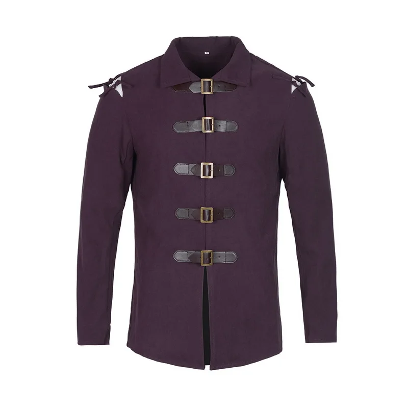 Мужская винтажная куртка в готическом стиле рыцарская одежда для вечерние Ретро стимпанк куртка с поясом сценический костюм