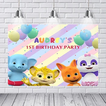 

Colored Stripes and Confetti Balloons Birthday Photography Baby Shower Custom Studio Background for Children Word Party Booth