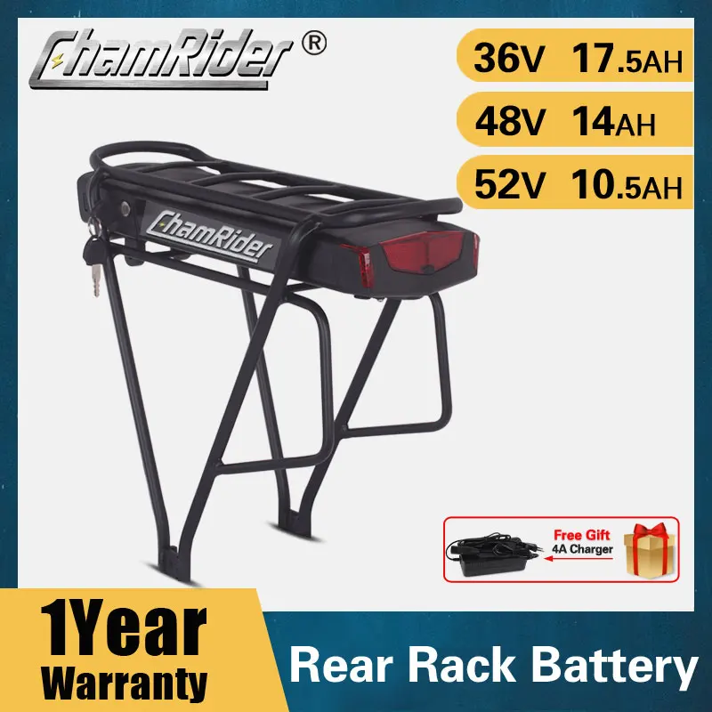 Rear Rack 48v 36v Ebike Battery 52v electric bike Bicycle battery for