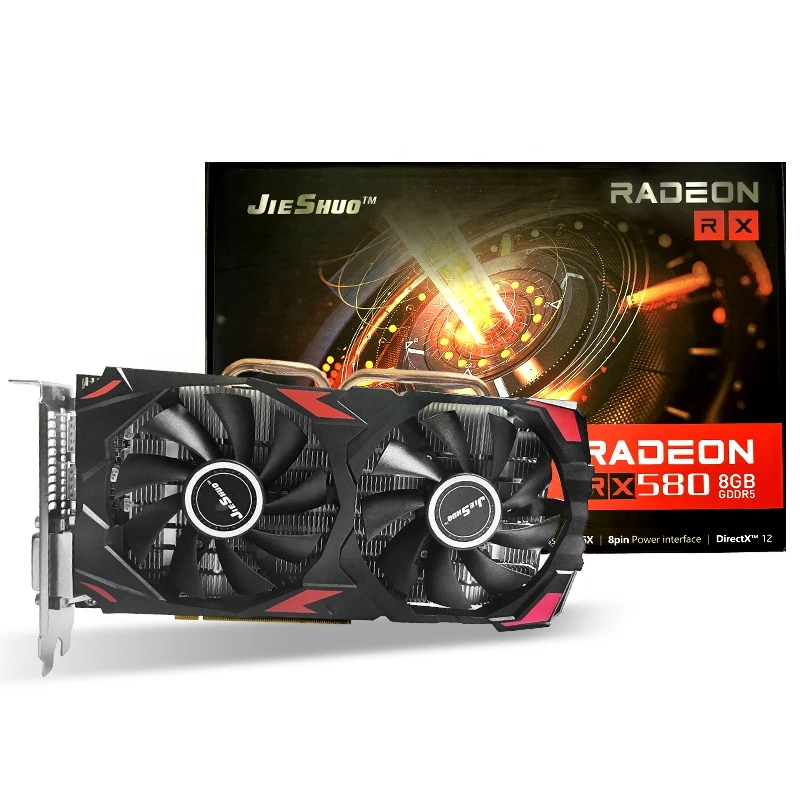 Jieshuo Carte Graphique 8 GO RX 580 GDDR5 GPU pour Cartes Graphiques desktop rx 580 8gbfor ordinateur