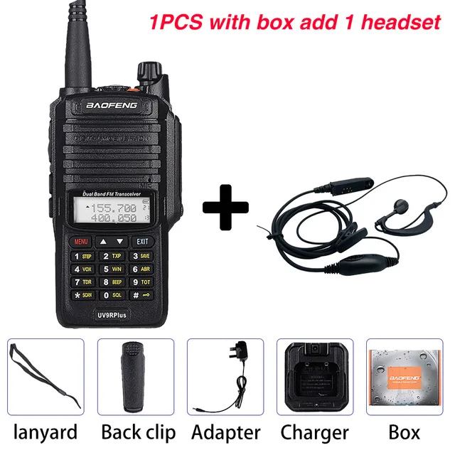 Add1 earphone 10 Вт Baofeng UV-9R Plus портативная рация Водонепроницаемый 9rhp Двухдиапазонный портативный CB Ham Радио UV9R плюс FM трансивер двухстороннее радио - Цвет: Add1 earphone