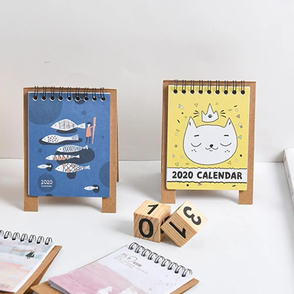 New Year Kawaii Cartoon Table Calendar Mini Table Desk Calendar Agenda Organizer Planner Book Calendar