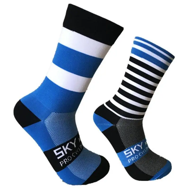 Спортивные полосатые Дышащие футбольные носки для женщин и мужчин, противоскользящие носки для велоспорта, баскетбола, футбола, бега
