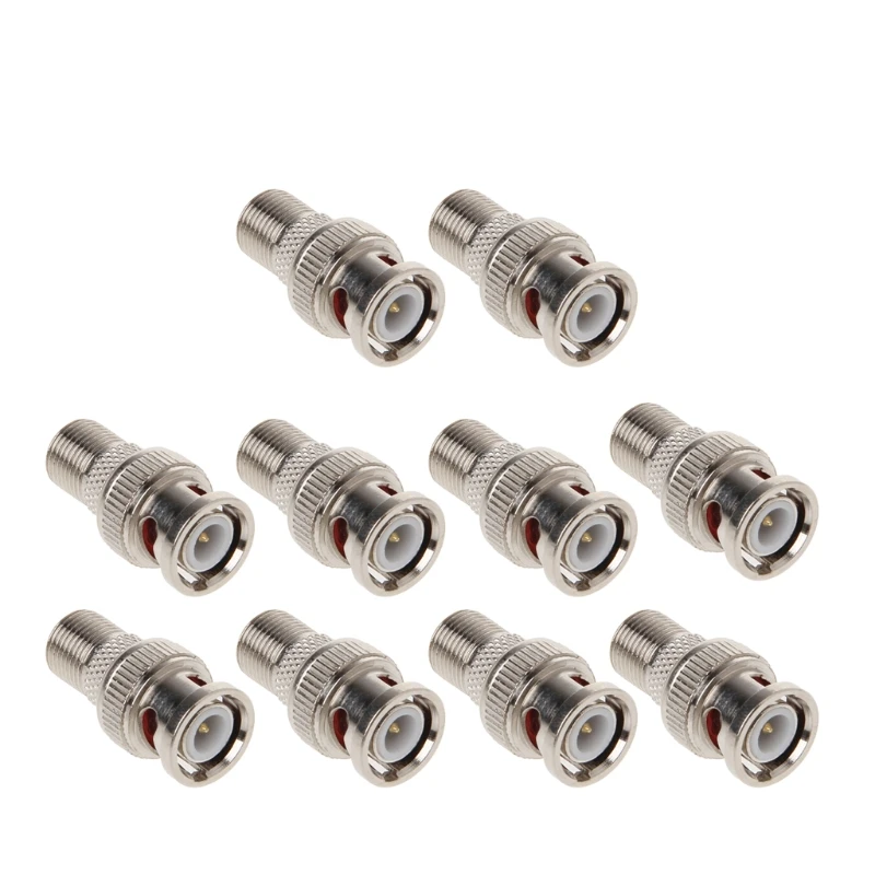 10Pcs/Set BNC Male Plug To F Female Jack Coax Connector Adapter For CCTV Camera E65A