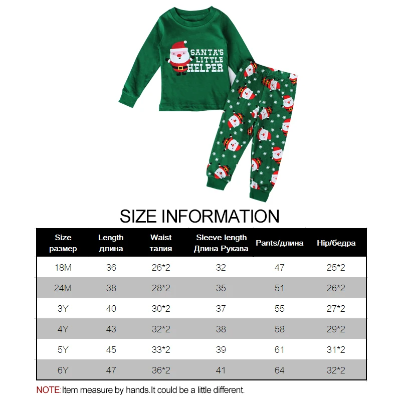 Kids Girls Christmas Pajamas Casual Toddler Baby Boys New Year Cartoon Santa Clothes Set Children Long Sleeve Sleepwear 2Pc Suit