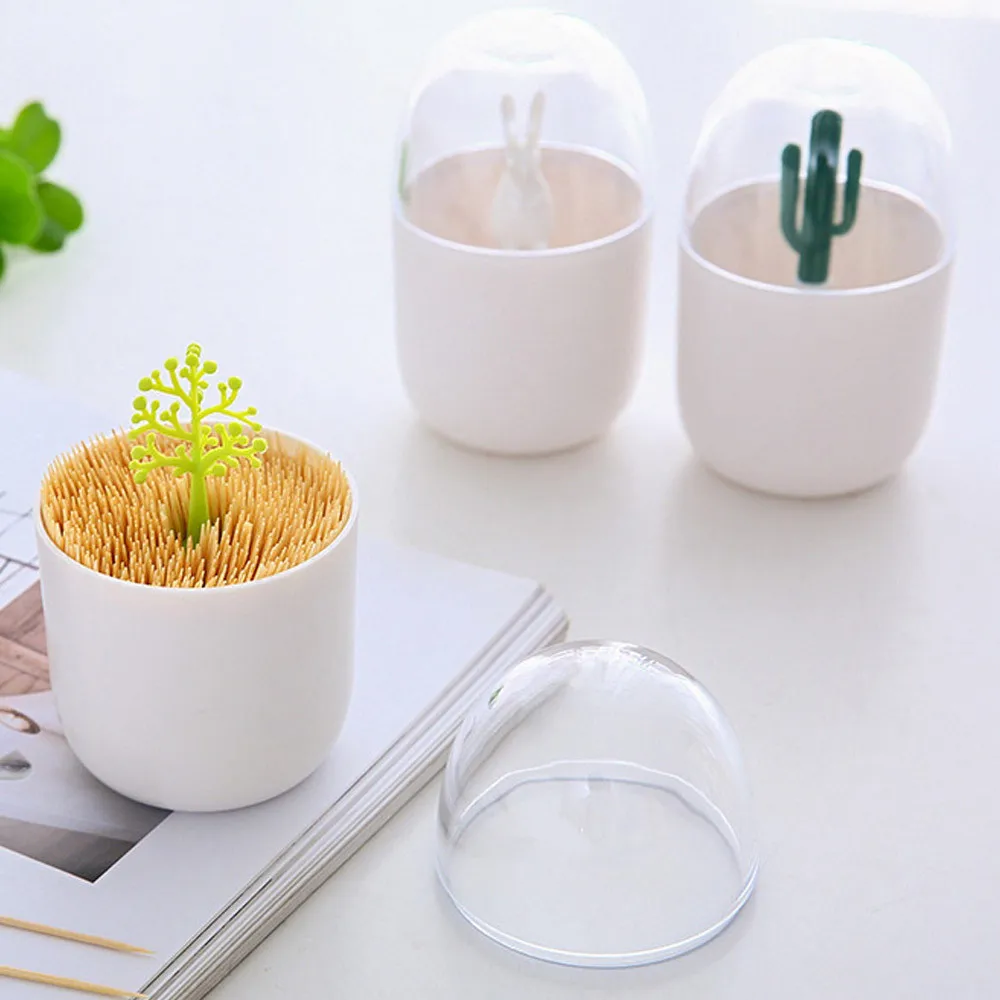 

Makeup Cotton Swab Organizer Creative Animal Tree Toothpicks Holder Storage Case Portable Home Table Decor Desktop Storage Box