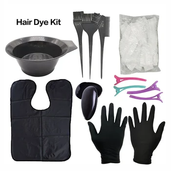 

9 Pcs/set Hair Dyeing Tools Kit Ear Cap Gloves Shawl Disposable Shower Hat Hair Clips Set Hairdressing Dyeing Set