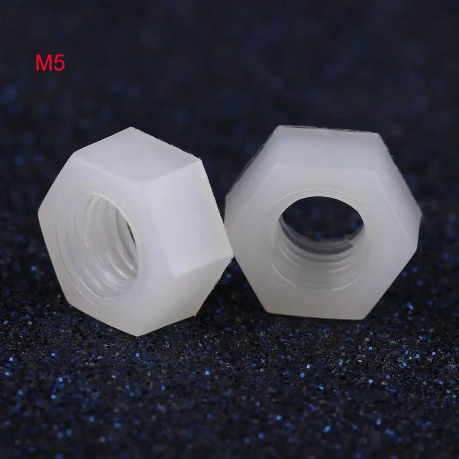 E Нержавеющая сталь квадратный Nuts100pc M2/M2.5/M3/M4/M5/M6/M8 нейлоновая Шестигранная гайка пластиковая белая шестигранные гайки деревянный болт и гайка - Цвет: E
