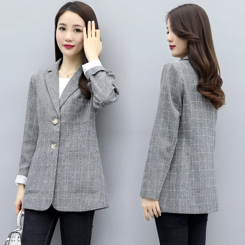 

Plaid Small Suit Coat Women's 2019 Spring And Autumn WOMEN'S Dress New Style Short Coat Korean-style Casual British Style Blazer