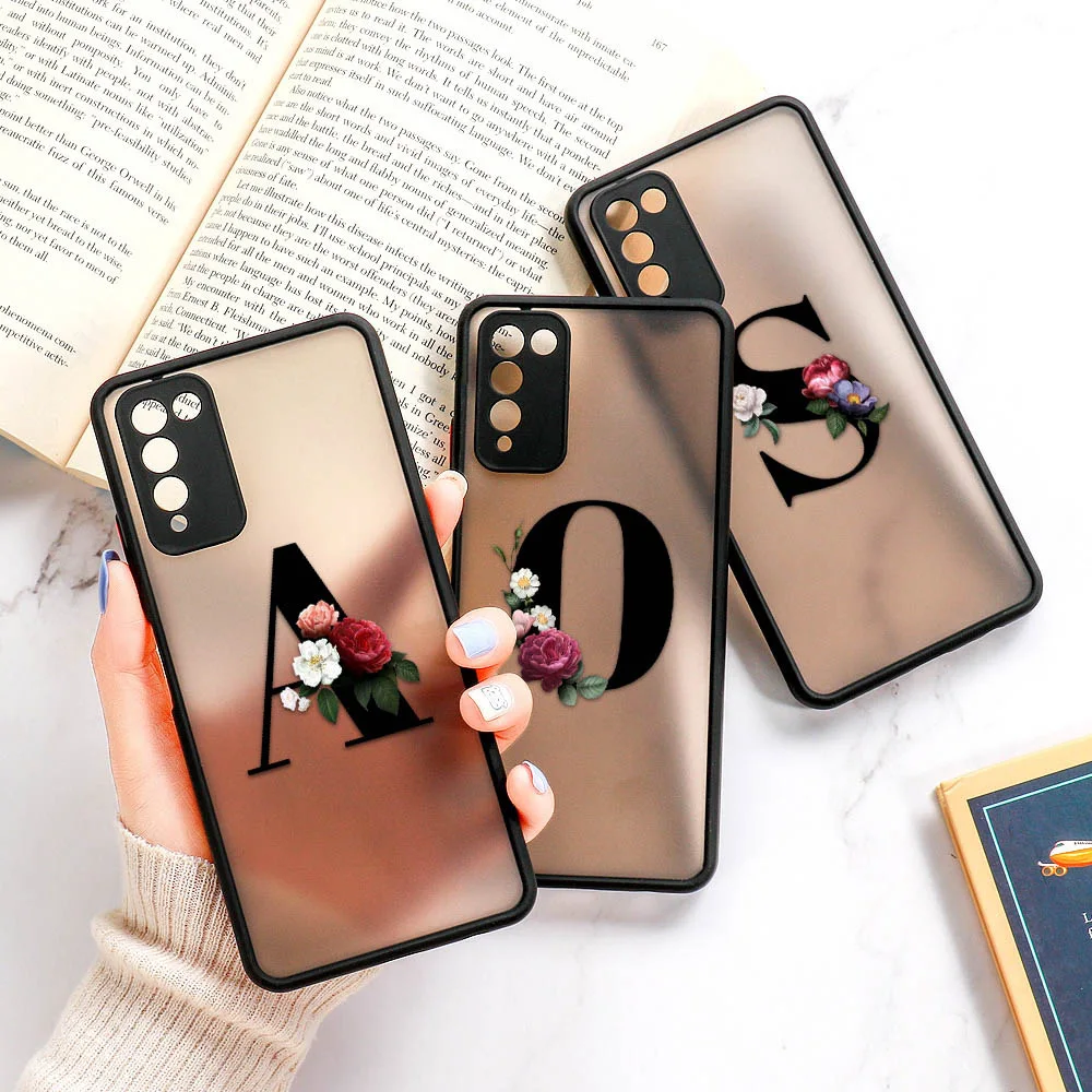 Case for Samsung Galaxy A51 A71 A12 A52S A52 A70 A72 A50 Funda A42 A32 A31 A30 A21S A21 A20s A11 A10s M31 Floral Alphabet Covers