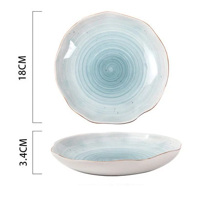 18cm blue Star Ceramic Plate Set Snack Fruit Cake Dessert Plate Decorative Dishes and Plates Sets Home Party Wedding Dinner Sets Tableware - Цвет: 18cm blue