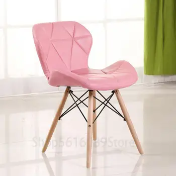 

Nordic solid wood dining chair simple backrest stool home student adult net red chair white stool