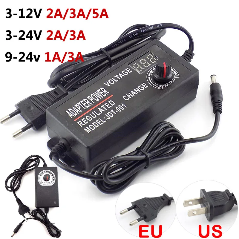 Power Adapter Adjustable Supply Plug Ac 100 220v To Dc 3v 12v 24v 9v 2a