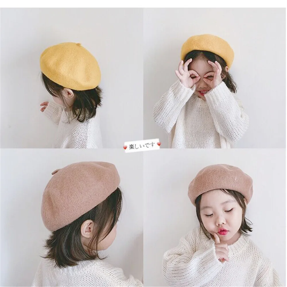 

Spring Autumn Winter Children Hat Berets Imitation Wool Warm Beret Beanie For Baby Girls Fashion Baby Hat Christmas Cap Unisex