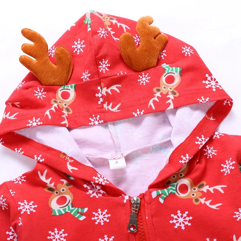 Стильные Семейные пижамы с длинными рукавами и рисунком лося; цельнокроеные пижамы; хлопковая толстовка с капюшоном; сезон осень-зима; Рождественский принт