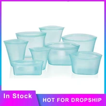 Кухонные контейнеры для хранения на молнии, многоразовые силиконовые контейнеры для хранения продуктов на молнии, герметичные контейнеры на молнии, кухонный Органайзер