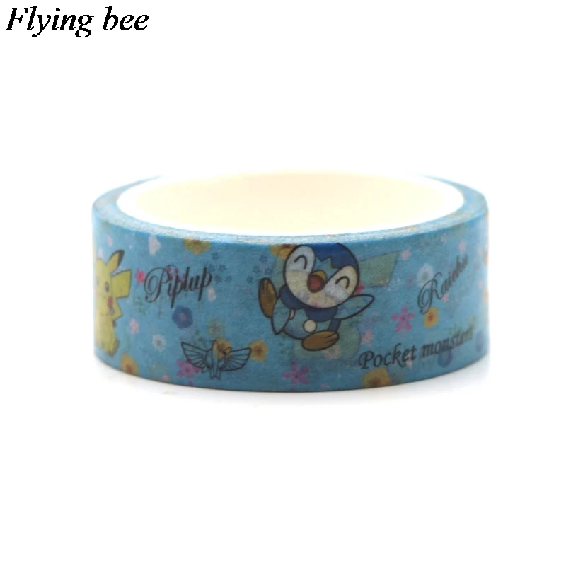 Flyingbee 4 шт./компл. с рисованным аниме, Творческая лента Cat клейкая лента с изображением милого монстра Бумага лента Washi забавные ленты лента Набор DIY подарки X0638