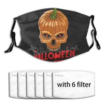 

Washable Face Breathing Mask Reusable Anti Dust Mouth Mask Halloween Skull Pumpkin Nightmare Illustration Mask For Adults