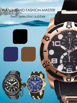 

26mm Bature Silicone Rubber Watchband Wristband Watch Bracelet Band No Buckle For Invicta Noma Strap Pro/Diver 6981 Subaqua 28mm