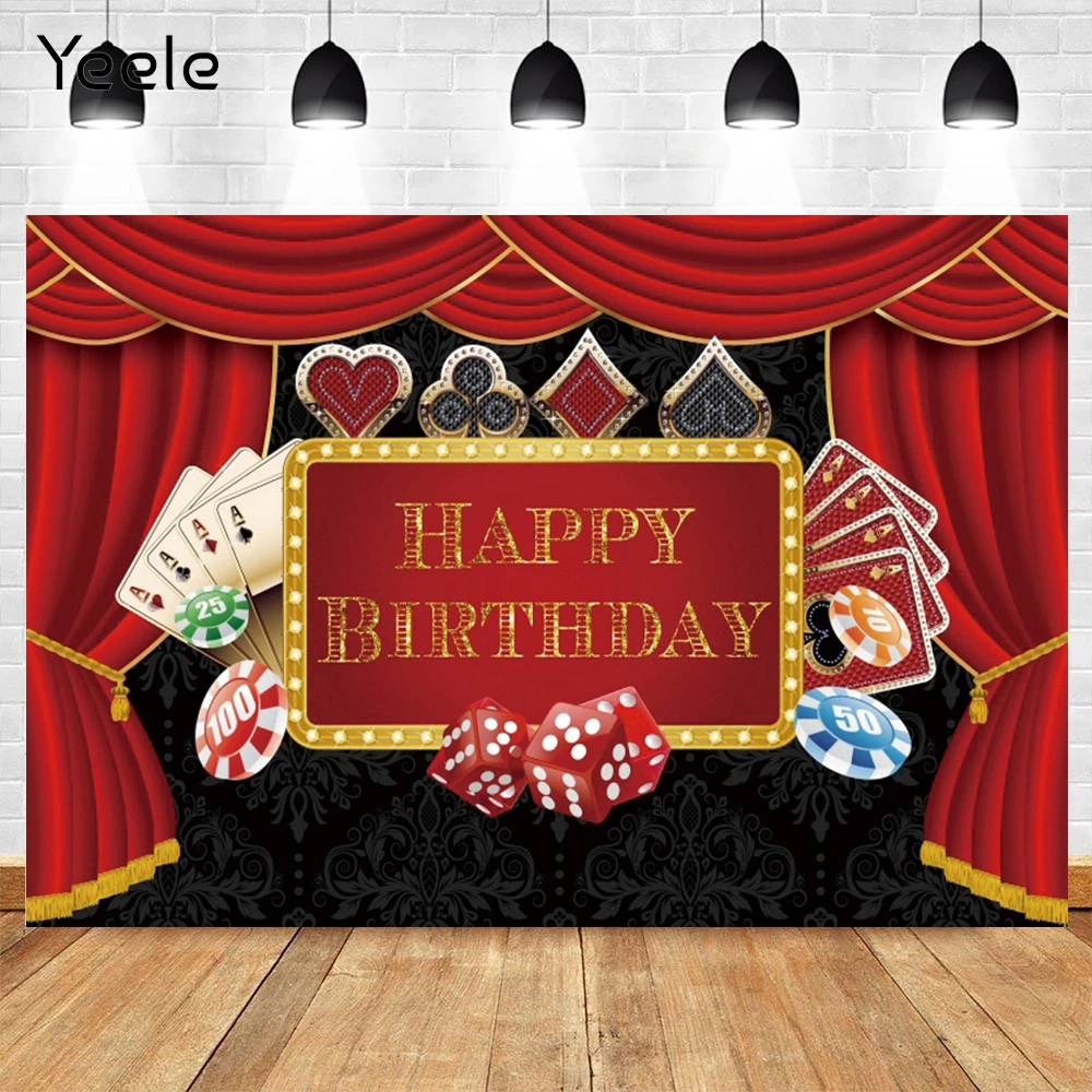 Yeeleトランプ赤カーテンカジノ新生児ベビーシャワーの誕生日パーティー背景ビニル写真撮影の背景photophone小道具 Aliexpress 家電製品