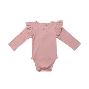 

Newborn Bab Girls Kids Clothes Romper Long Sleeve Solid Ruffles Jumpsuit Clothes Outfits 0-24M Baby Clothing