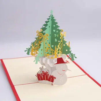 

Pinni Korean Creative birthday blessing 3D paper carving Christmas tree handmade New Year's Day gift greeting card