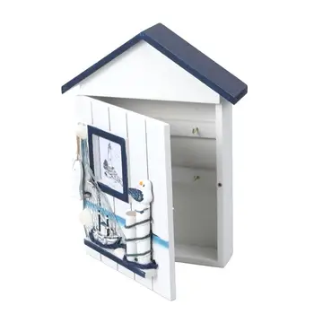 

Promotion--Mediterranean House Key Locker Case Wall-Mounted Wooden Storage Box Key Box Storage Box Creative Home Wall Decoration