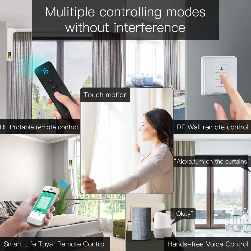 Модернизированная смарт занавес ZigBee Tuya с Wi Fi радиочастотная система
