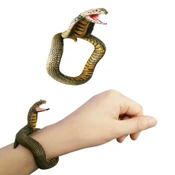 

Halloween Party Bracelet Simulation Snake Toy PVC Cobra Python Hand Painted Funny Pranks Toy Simulation Snake Model Bracelet Toy