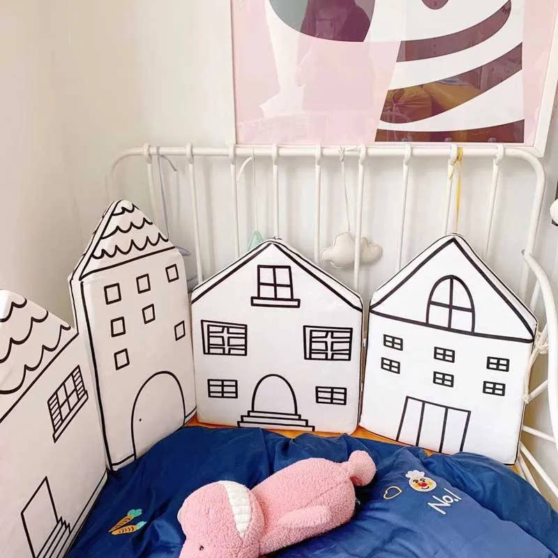 Детская кровать бампер маленький дом узор детская кроватка постельные принадлежности для новорожденных детская кровать Постельное белье-бампер