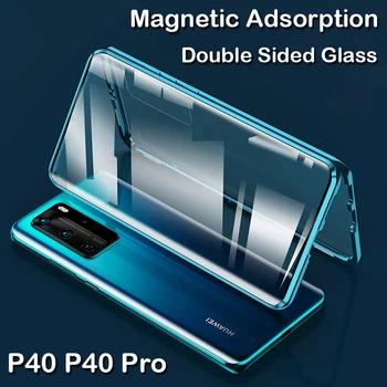 

Magnetic Case For Huawei P40 Pro Case 360 Full Protective Bumper Double Side Glass Back Cover For Huawei P 40 Lite Case Funda