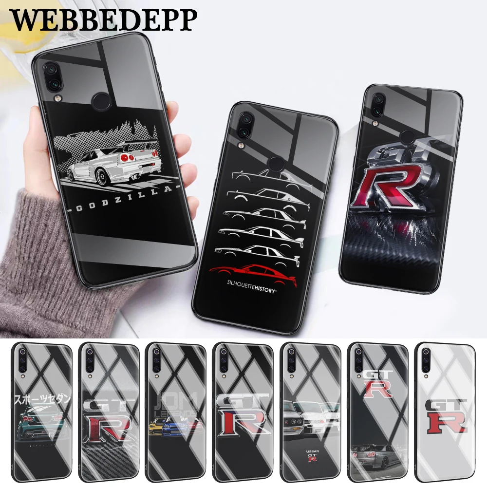 

NISSAN GTR Glass Case for Xiaomi 8 Lite 9 A1 A2 5X 6X F1 Redmi 4X 6A Note 5 6 7 Pro