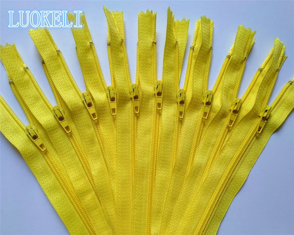 10 шт. 3#(10 дюймов) 25 см закрытые нейлоновые катушки молнии портной процесс шитья многоцветные по желанию - Цвет: Yellow