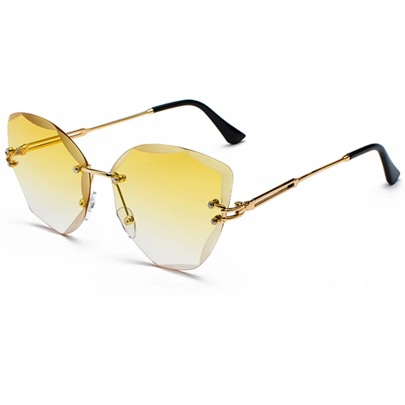C6 yellow Pro Acme, без оправы, кошачий глаз, солнцезащитные очки для женщин, роскошный бренд, дизайнерские женские солнцезащитные очки, океанские градиентные режущие линзы PD1408 - Цвет линз: C6 yellow