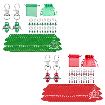 

Behogar 24 Pack Merry Christmas Favor Souvenir with Angel Wings Keychain Pendant Tag Organza Pouches for Wedding Guest Gift