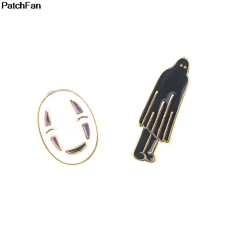 12 пара/лот, мужские серьги Patchfan, Унесенные призраками, без лица, эмаль, цинк, креативные, вечерние, для женщин, сувенир, подарок, ювелирное изделие A2519