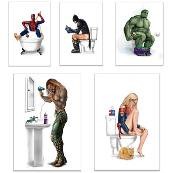 

Superhero Humor Funny Poster Movie Star Cartoon Canvas Wall Art Picture Living Room Bedroom Decor Painting