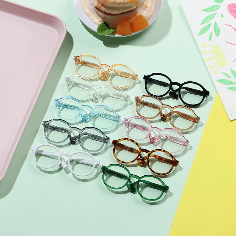 Plush Doll Glasses Accessory Round Frame Miniature Eyewear Clear Lens Candy Color Eyeglasses Style For Blythe Accessories | Игрушки и