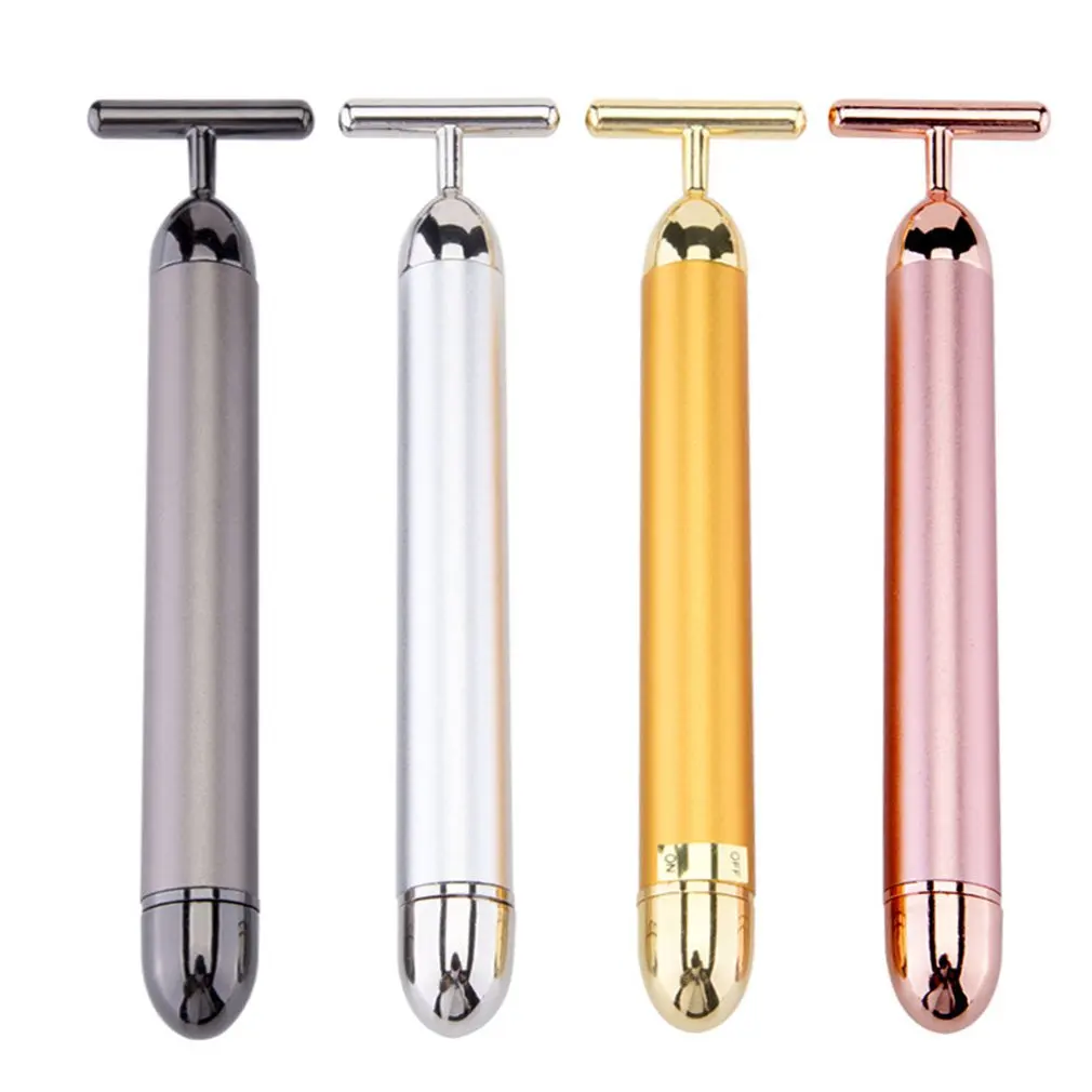 

27K Gold Bar T Type Electric Golden Beauty Stick V Face Artifact Facial Massage Stick Beauty Equipment Vibration Meter