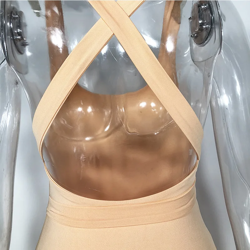 Women's Sleeveless Solid Colour Backless Bondage Sheath Midi Dress Wear To Work vestito donna dropshipping Wrap Clubwear Women's Sleeveless Solid Colour Backless Bondage Sheath Midi Dress Wear To Work vestito donna dropshipping Wrap Clubwear