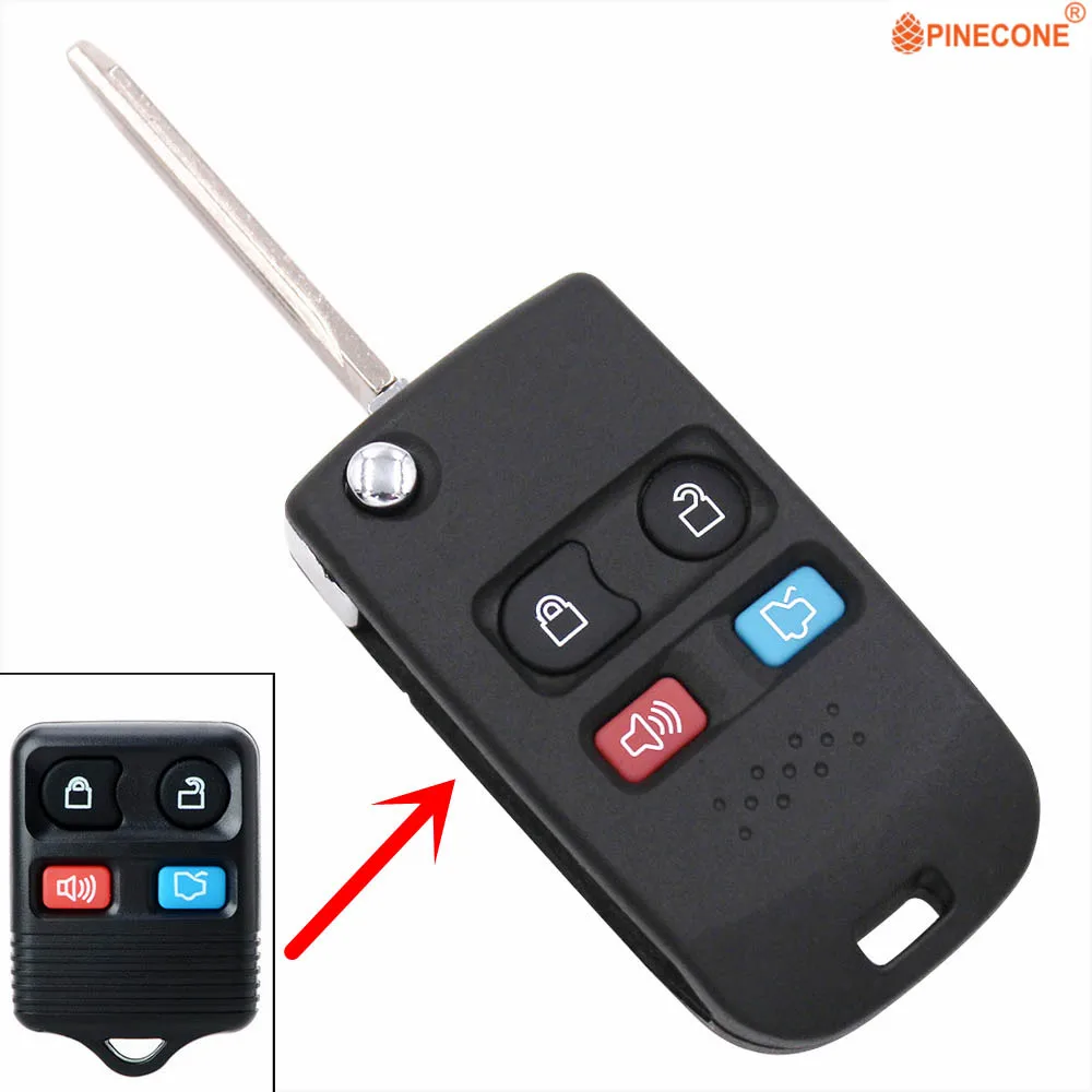

PINECONE for Mazda Lincoln Ford Explorer Kuga F150 F750 Raptor 4 Button Modified Car Key Fob Shell Case With Right Groove Blade