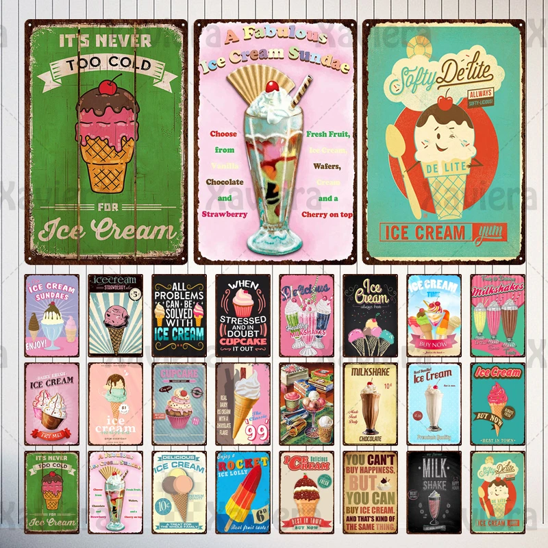 DELICIOUS ICE CREAM  METAL SIGN VINTAGE STYLE SMALL coffee sweet shop cafe 