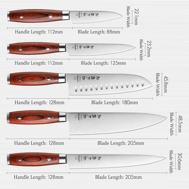 Hezhen 5Pc Késkészlet Rozsdamentes Acél Konyhai Szerszámok Cook Kések Alapvető Sorozat Séf Cleaver Santoku Segédprogram Paring - Image 3