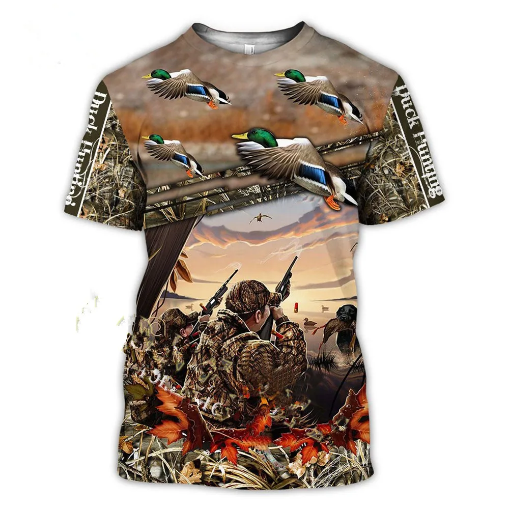 Camouflage Wild Duck Animal 3D Print T Shirt Tops Summer Fashion Casual