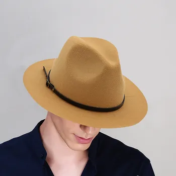 

Men & Women Vintage Wide Brim Hat with Belt Buckle Adjustable Outbacks Hats Fedoras Chapeau Sombrero Mujer GRS