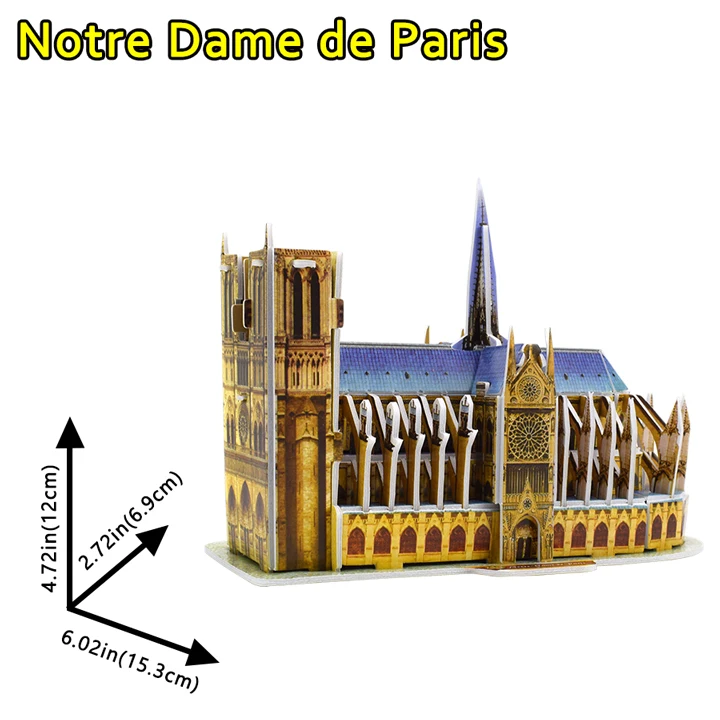 Notre Dame de Paris 3D головоломка Бумага в собранном виде Сборная модель игрушки для детей игры World паззл с архитектурой игрушка для обучения подарки - Цвет: Notre Dame de Paris