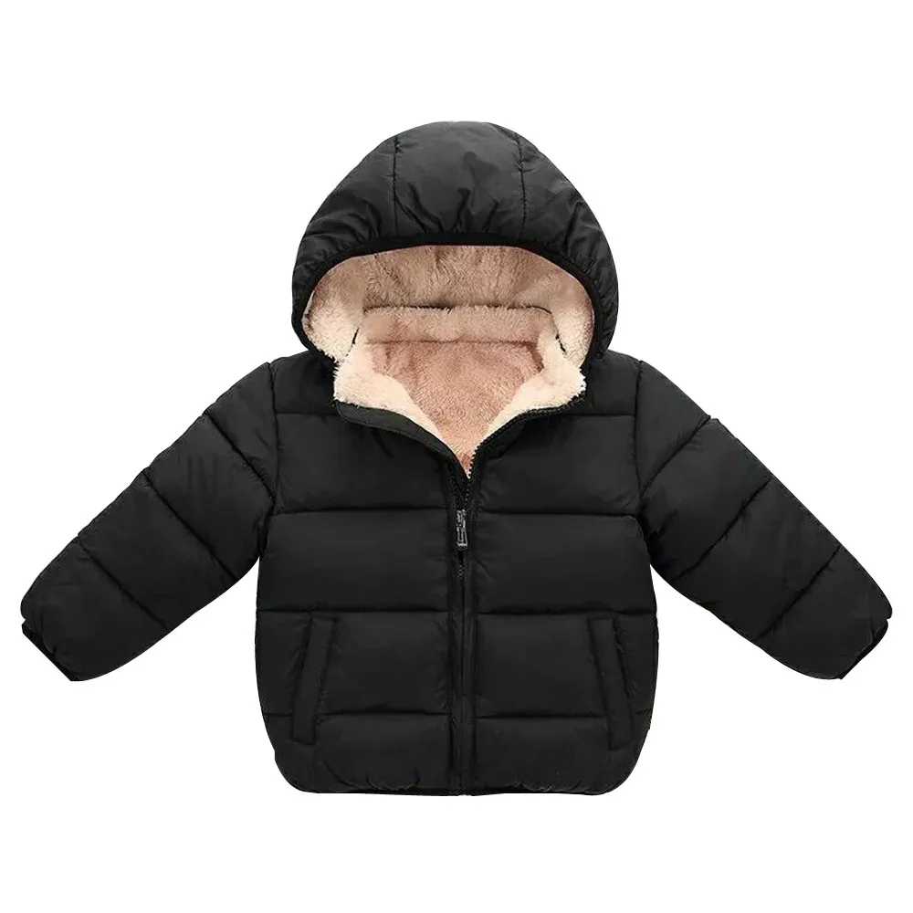 SAGACE Детское пальто детская зимняя одежда для маленьких мальчиков Модная одежда для девочек пальто с капюшоном Дети Теплая верхняя одежда мягкий, для новорожденных милые Куртки - Цвет: Black