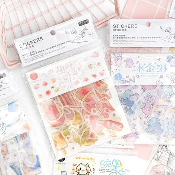 

MINKYS Cute 45pcs/Pack Fruit Cat Dog Scrapbooking Stickers Decorative Sticker Kids Gift Kawaii School Office Stationery