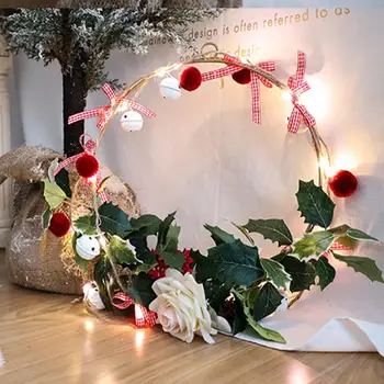 

DSstyles Plush Ball Bell Copper Wire String Lights 2M Holiday Christmas Party Wedding Tree Decoration Fairy LED Garland