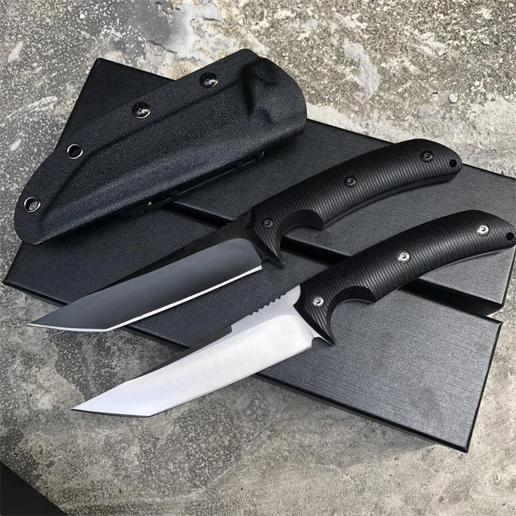 Открытый прямой нож для выживания D2 черный/атласный Танто-Лезвие Полный Тан G10 ручка с фиксированным лезвием ножи с Kydex H1104